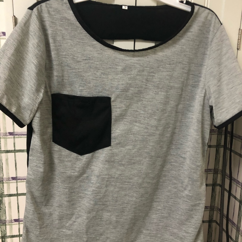 SHEIN outfit grey fashion tshirt with slashed back with shorts